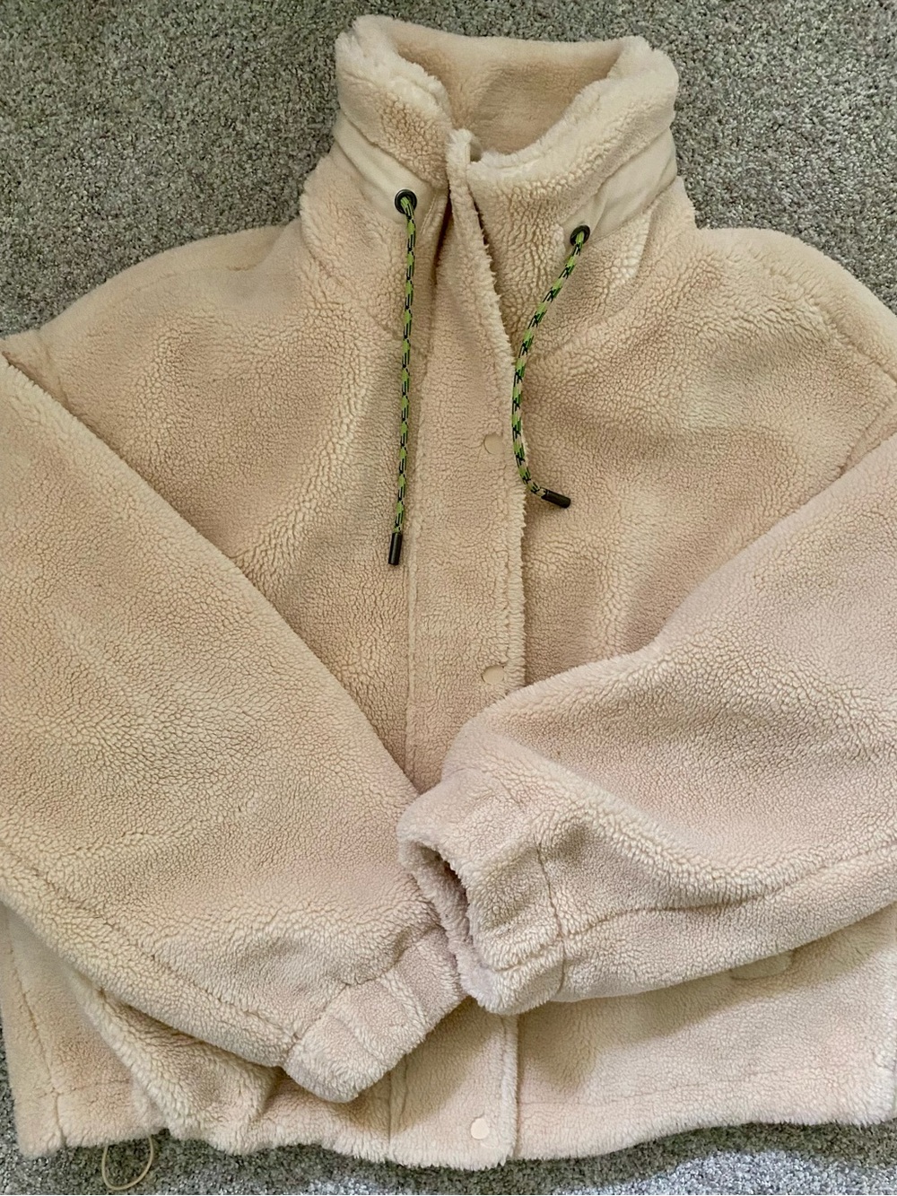 Elodie Women's Cream Sherpa Jacket with High Collar